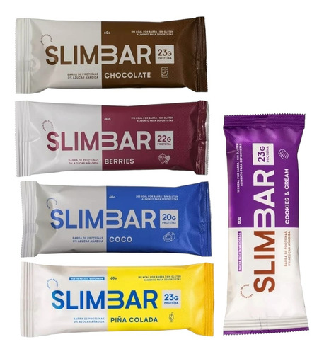 Pack Barras De Proteina Slimbar 60gr C/u - 5 Sabores Sabor Surtidos