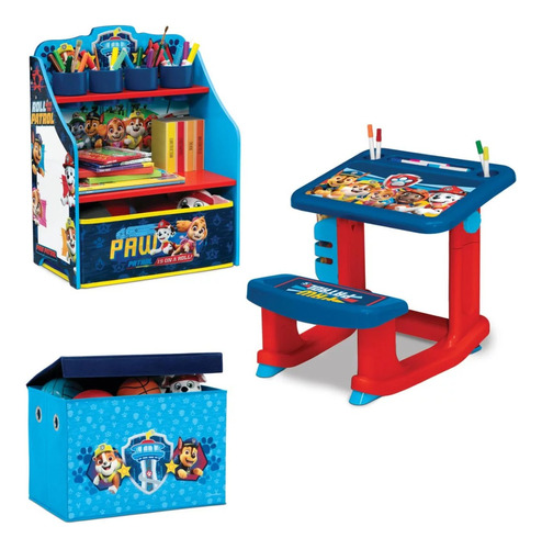 Set Escritorio Organizador Baul Infantil Paw Patrol 