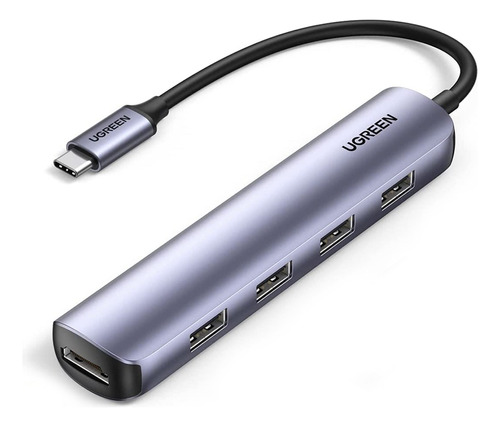 Hub Adaptador Ugreen Usb 3.0 Tipo C 5 Em 1 5gbps Cinza