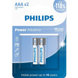 02 Unidades  Pilha Alcalina Aaa Philips  - Palito