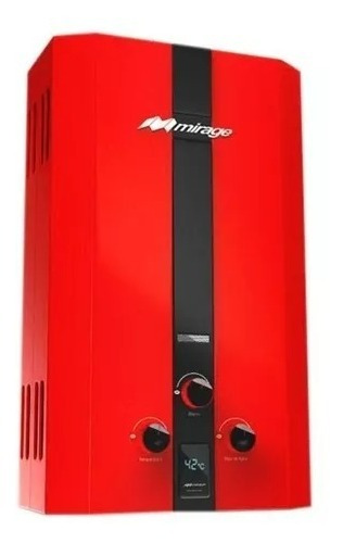 Boiler De Paso Instantáneo Gas Lp Mirage Flux 16 Lts Rojo