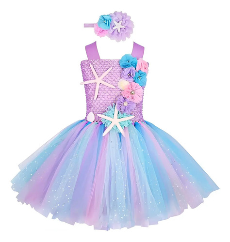 La Sirenita Vestido De Tutu De Lentejuelas Con Diadema, Disf