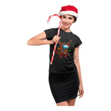 Playera Negra De Navidad Reno De Amongous Con Luces 