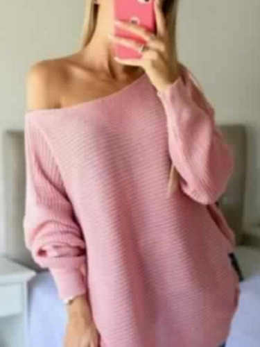 Sweater Ancho De Lana Tejida 