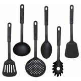 Set Utensilios Cocina Teflón Espátula Cuchara Espumadera 6pz