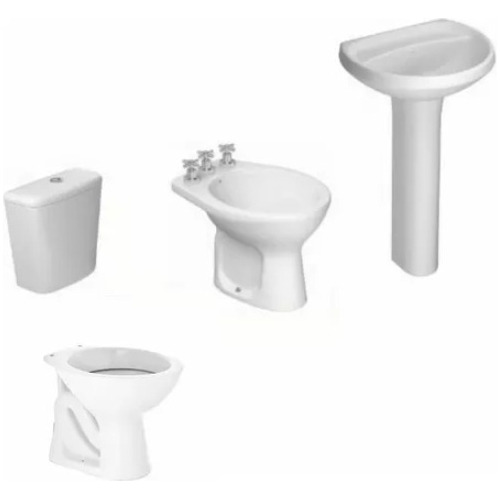 Juego Inodoro Corto Bidet Mochila Lavatorio Columna Marajo