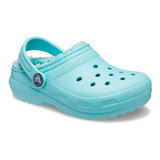 Crocs Originales Classic Lined Niños Celeste Con Corderito