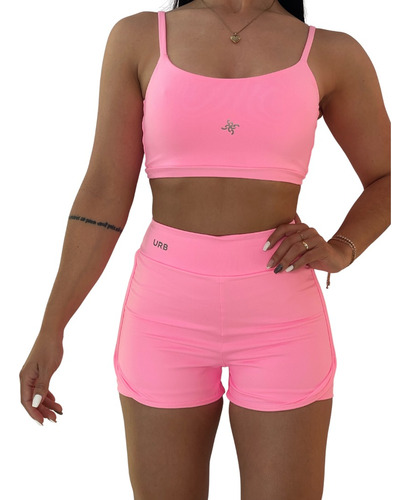 Conjunto Feminino Top E Short Suplex Academia Fitness Leg