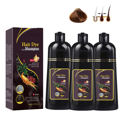 Shampoos Instantâneos De Tintura De Cabelo Castanho De 3 Peç