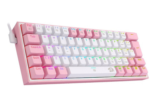 Redragon Fizz K617 Teclado Mecânico Gamer Branco Rosa Rgb