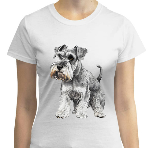 Playera Mujer Con Diseño Perro Schnauzer Miniatura