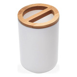 Porta Cepillo Teshio Blanco Bamboo Nordico Opaco 10 X 7,5 Cm