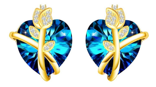 Aros Corazon Cristal Austriaco Plata 925 Oro 18k Regalo