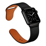 Pulseira Sport Em Couro Para Apple Watch 42mm 44mm - Preto