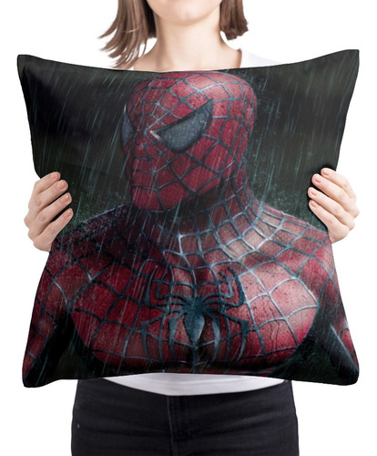 Cojin Almohada Spiderman Cine Diseño Fondo Lluvia 50x50cm   