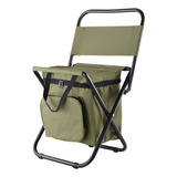 Silla Plegable Con Hielera Bolso Bolsillo Portatil Camping 