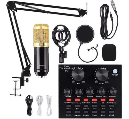 Kit Interface Mesa V8 + Microfone Bm800 Com Braço Articulado