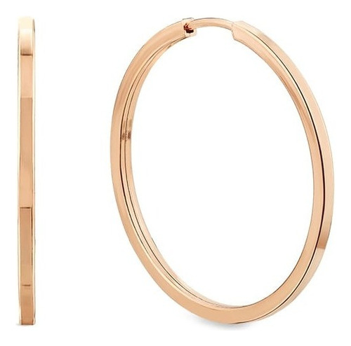 Argola Life Achatada Prata Com Banho Ouro Rosé 30mm