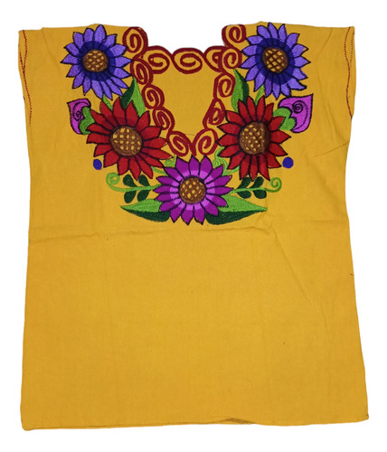 Pack 5 Pza Blusa Tipica Mexicana Bordada Artesanal Flores 