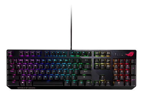 Teclado Gamer Asus Rog Strix Scope Qwerty Inglés Us Color Negro Con Luz Rgb