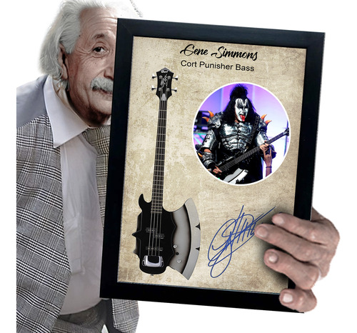 Quadro E Moldura Guitarra Assinatura Gene Simmons 30x21cm