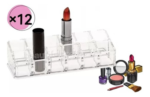 Organizador De Labiales 12 Div Acrilico Porta Maquillaje 