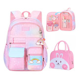 Mochila Escolar Princess Rainbow Para Niñas, Impermeable, Co