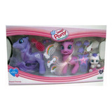 The Sweet Pony Family Luminoso Con Bebe Y Accesorios Violeta