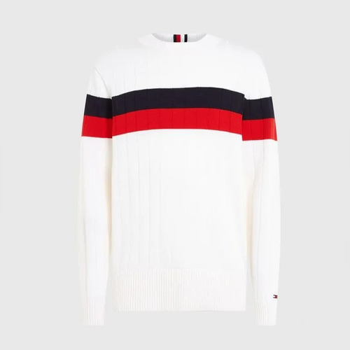 Suéter Tommy Hilfiger Stripe Relaxed - Azul E Branco 