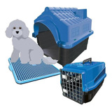 Kit Casinha Caixa De Transporte E Sanitário Pet Dog N3 Mec