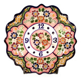 Reloj De Talavera Poblana Barroca 26 Cm Florecitas #7