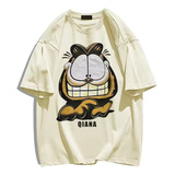 Camiseta De Manga Corta Con Estampado Creativo Garfield Cat
