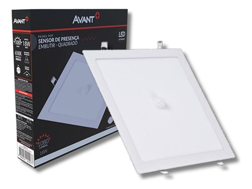 Painel Sensor Presença Led Embutir Quadrado 18w 6500k Avant