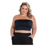 Top Cropped Tomara Que Caia Plus Size 46 A 60 Preto