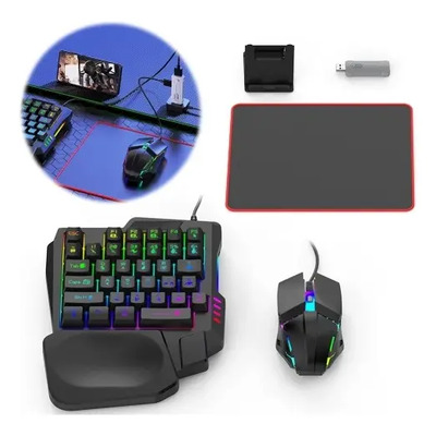 Set Teclado De Una Mano Mouse Gamer 5 En 1 Para Teléfono