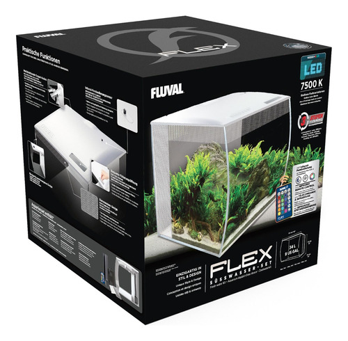 Acuario Pecera Fluval Flex 34 Litros Led White + Rgb Premium