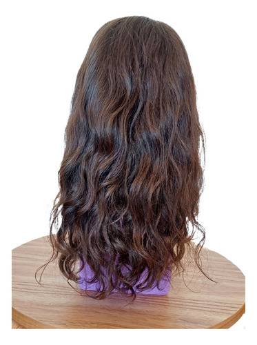 Peluca 100% Pelo Natural, Ondulado, 40cm, Oncológica 