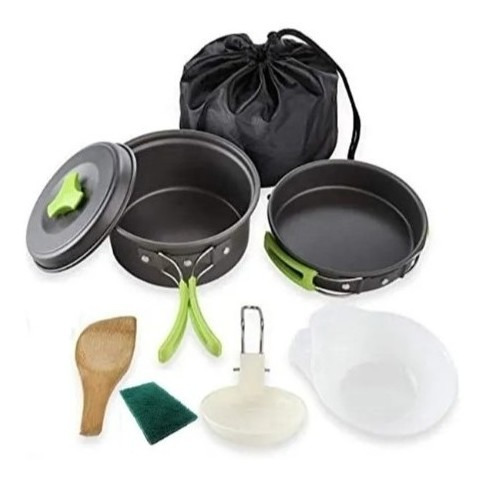 Set Menaje Camping Porta Comida Sartén Olla 