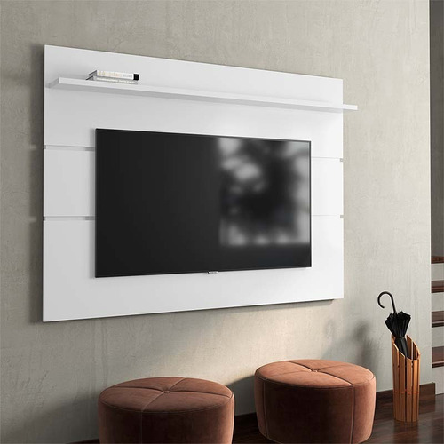 Estante Livro Painel Tv 50 Poleg Branco Quarto 160cm Largura