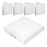 Kit 5 Painel Plafon Led 18w Quadrado Sobrepor Branco Frio