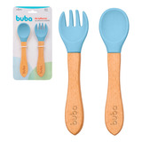 Talheres Em Silicone E Bambu Buba Para Bebês