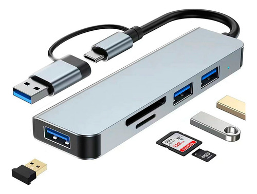 Adaptador Hub Extension Usb C Multifuncional 5 En 1 Mac Pc