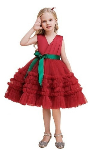 Vestido De Princesa De Navidad Manga Corta Tutu Para Niñas