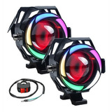 2 Faros Led Coloridos Para Motocicleta U7 Angel Devil Eyes