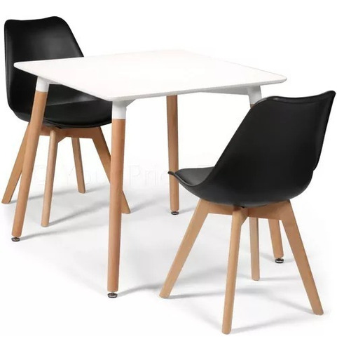 Juego De Comedor Mesa Eames 70x70 + 2 Sillas Tulip