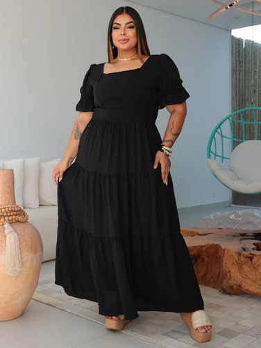 Vestido Longo Feminino Plus Size Evangélica Luxo Formatura | Frete grátis