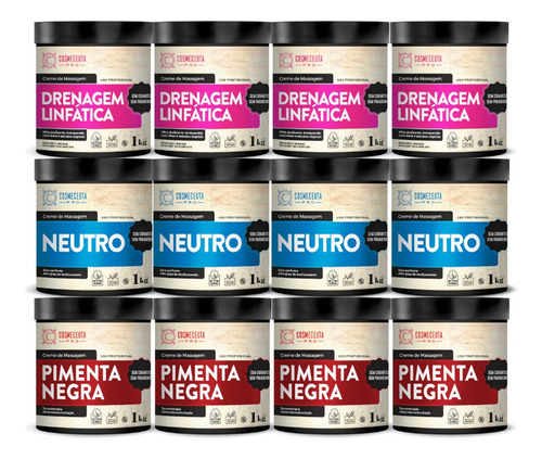 Kit 4 Drenagem + 4 Neutro + 4 Pimenta Negra Cosmeceuta