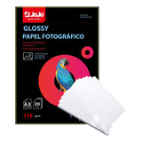 Papel Foto A3 Glossy Brilho Branco 115g 300 Fls Prova Agua