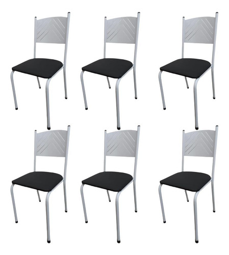 Kit 6 Cadeira Branca Cozinha Jantar Metal Tubular Almofadada