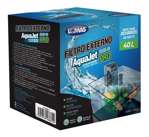 Filtro Externo De Cascada Aquajet Slim Pro 40 Litros Pecera 110v